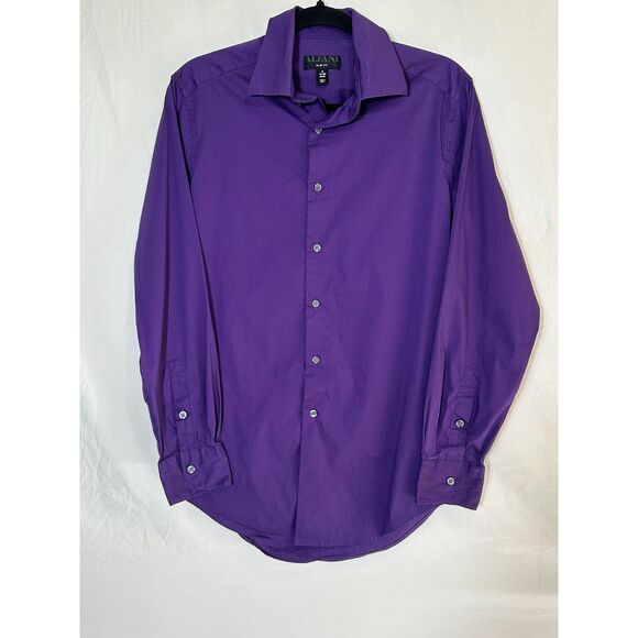 Alfani Men's Slim Fit Performance Dress Shirt Purple Size S 32/33 Cotton Blend - Picture 1 of 4